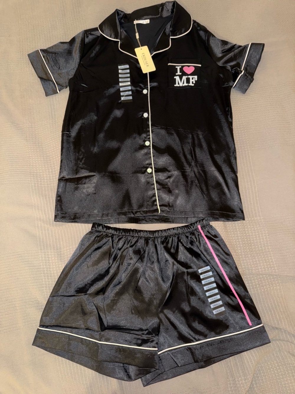 NWT Black Satin Pajama Set